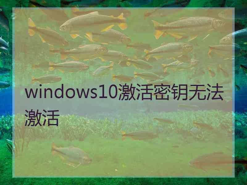 windows10激活密钥无法激活