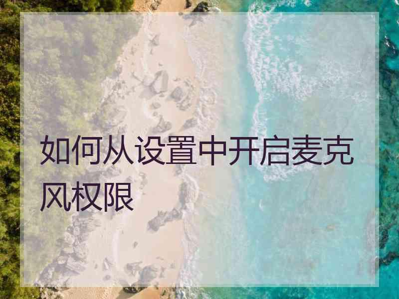 如何从设置中开启麦克风权限