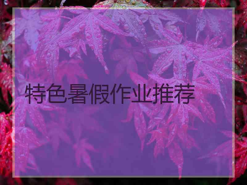 特色暑假作业推荐