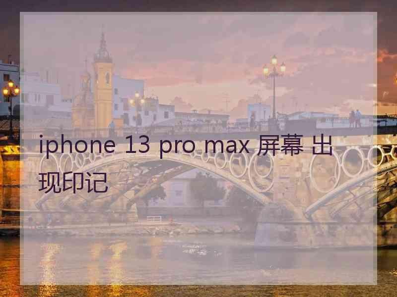 iphone 13 pro max 屏幕 出现印记