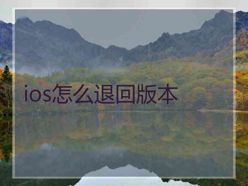 ios怎么退回版本