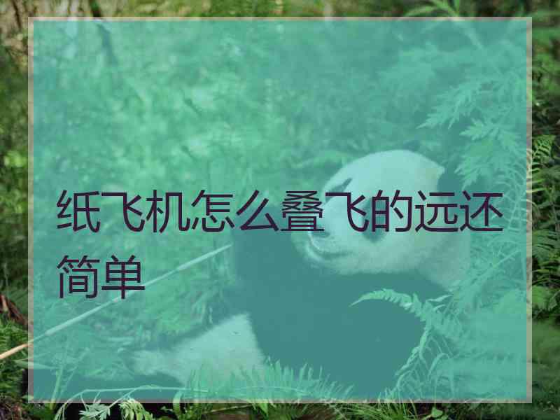 纸飞机怎么叠飞的远还简单