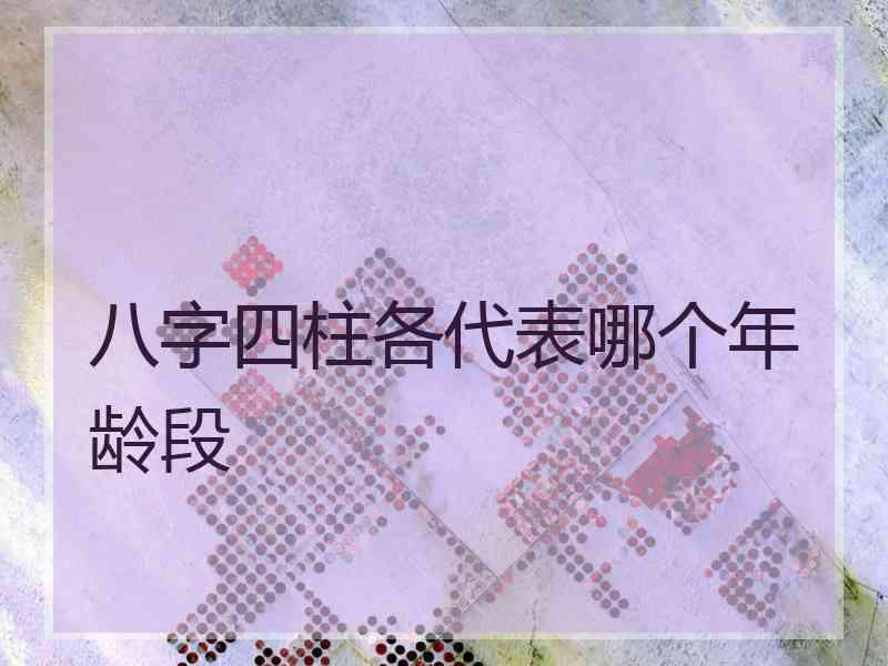 八字四柱各代表哪个年龄段