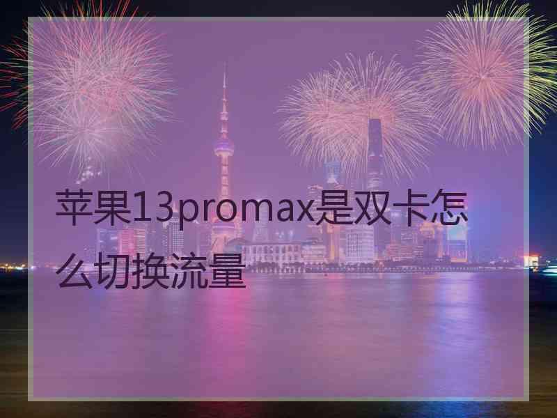 苹果13promax是双卡怎么切换流量