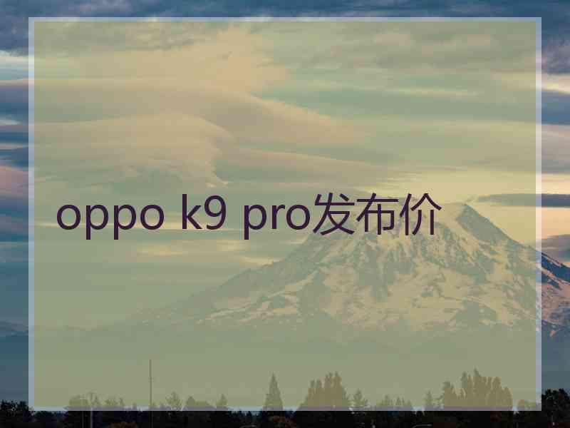 oppo k9 pro发布价