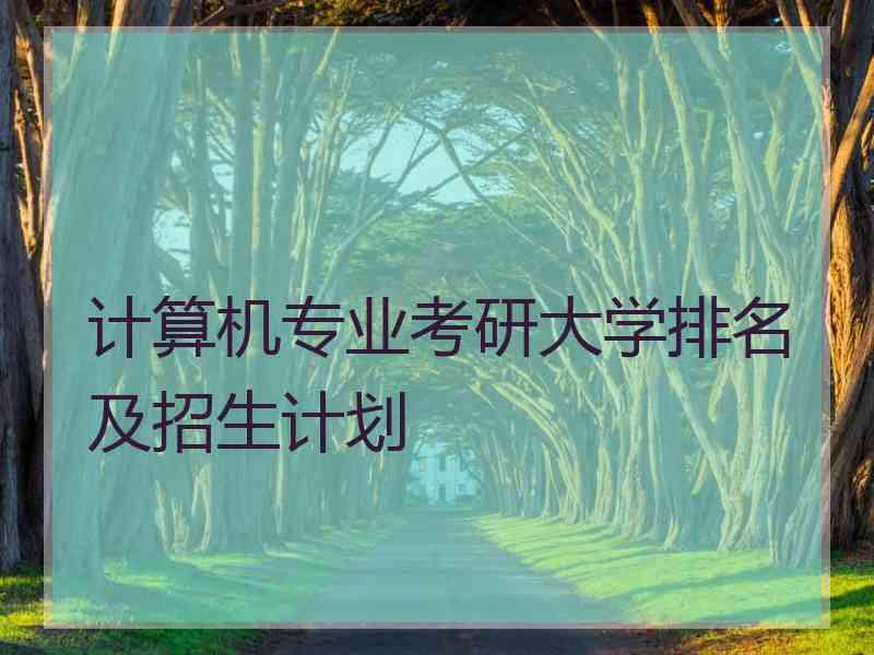 计算机专业考研大学排名及招生计划