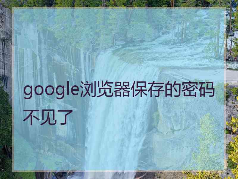 google浏览器保存的密码不见了