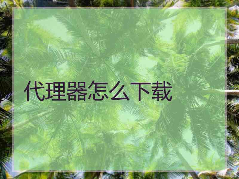 代理器怎么下载