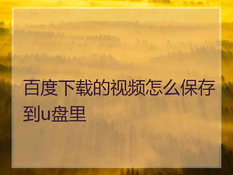 百度下载的视频怎么保存到u盘里