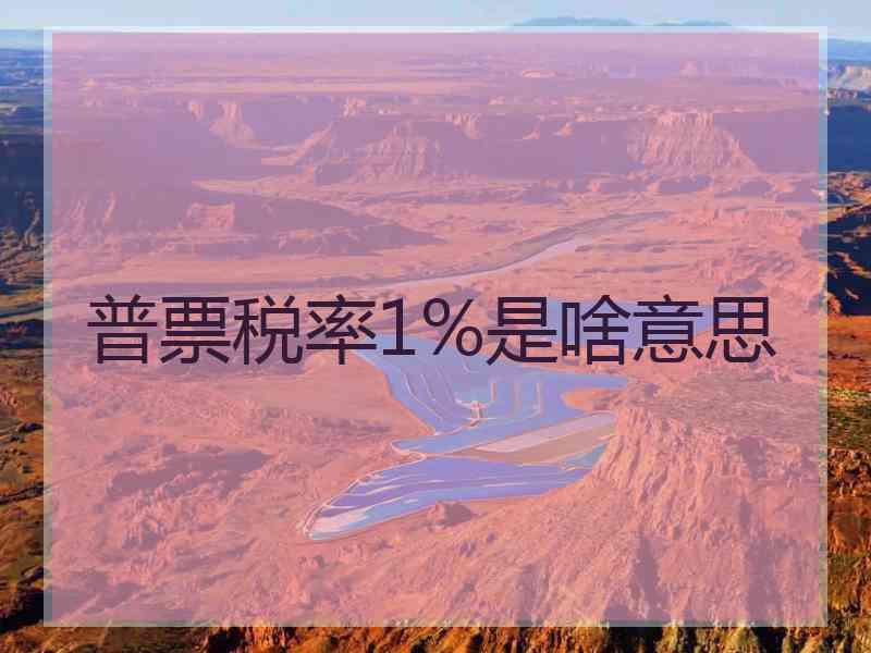 普票税率1%是啥意思