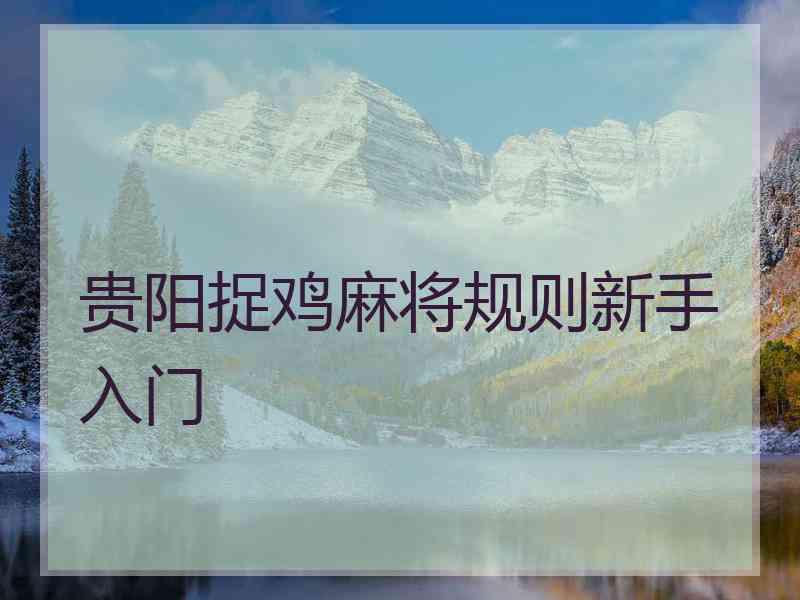 贵阳捉鸡麻将规则新手入门