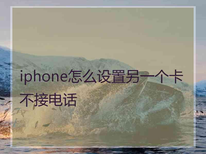 iphone怎么设置另一个卡不接电话