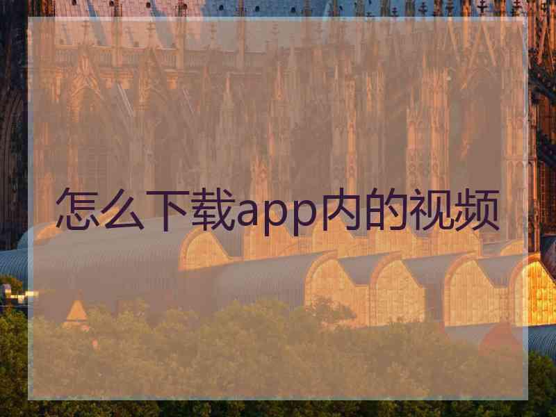 怎么下载app内的视频