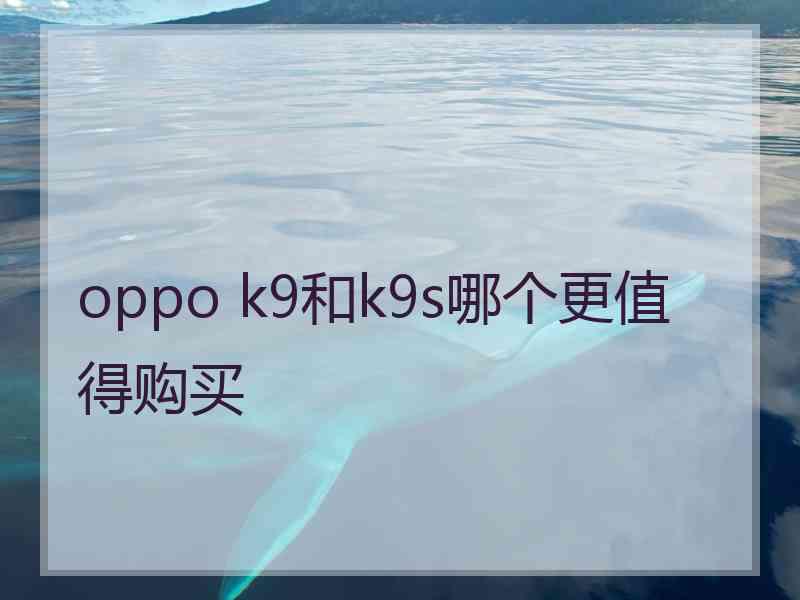 oppo k9和k9s哪个更值得购买