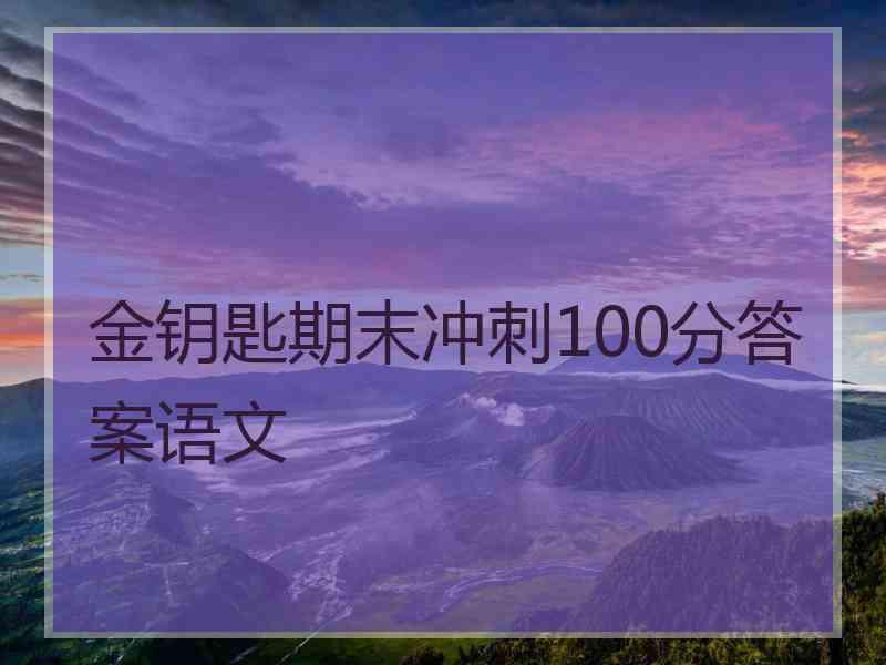 金钥匙期末冲刺100分答案语文