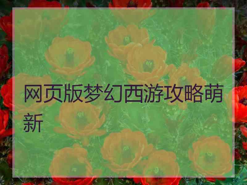 网页版梦幻西游攻略萌新