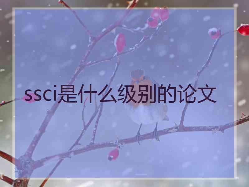 ssci是什么级别的论文