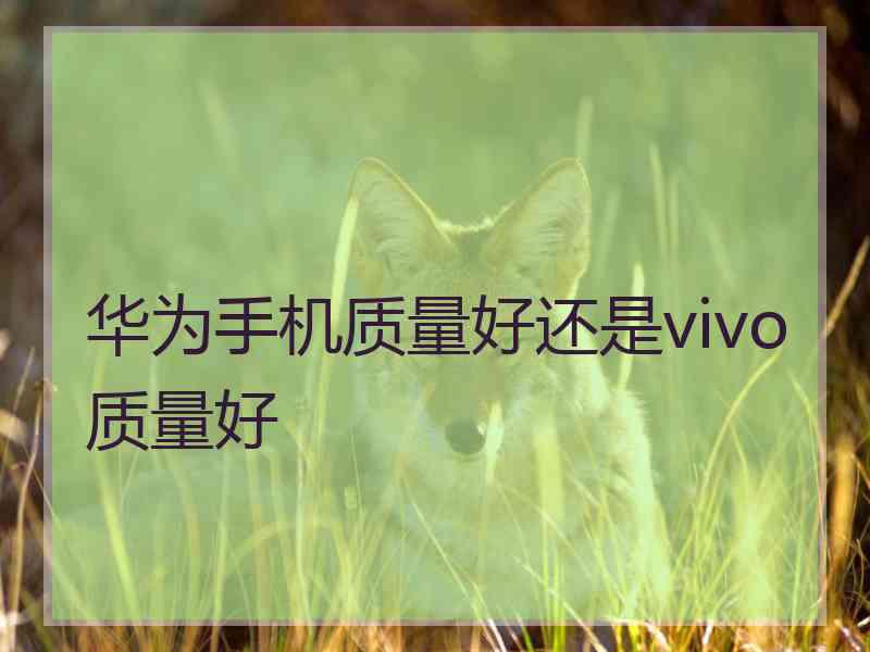 华为手机质量好还是vivo质量好