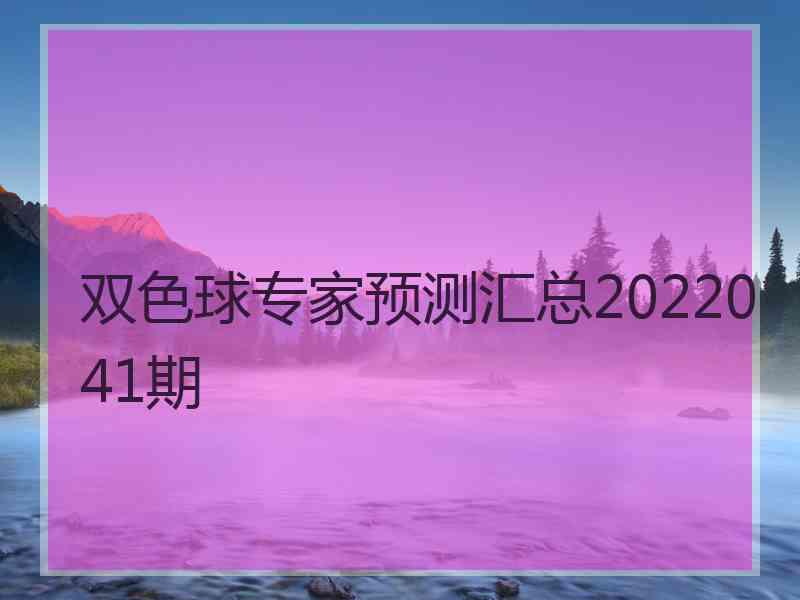 双色球专家预测汇总2022041期