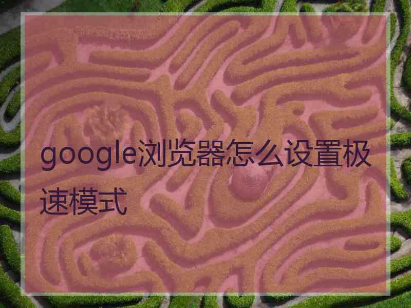 google浏览器怎么设置极速模式