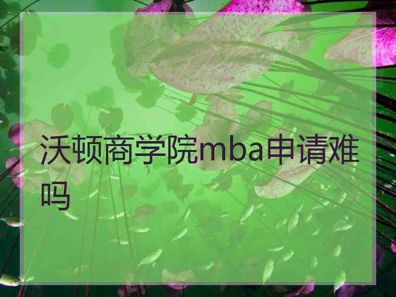 沃顿商学院mba申请难吗