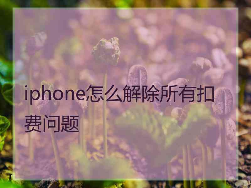 iphone怎么解除所有扣费问题