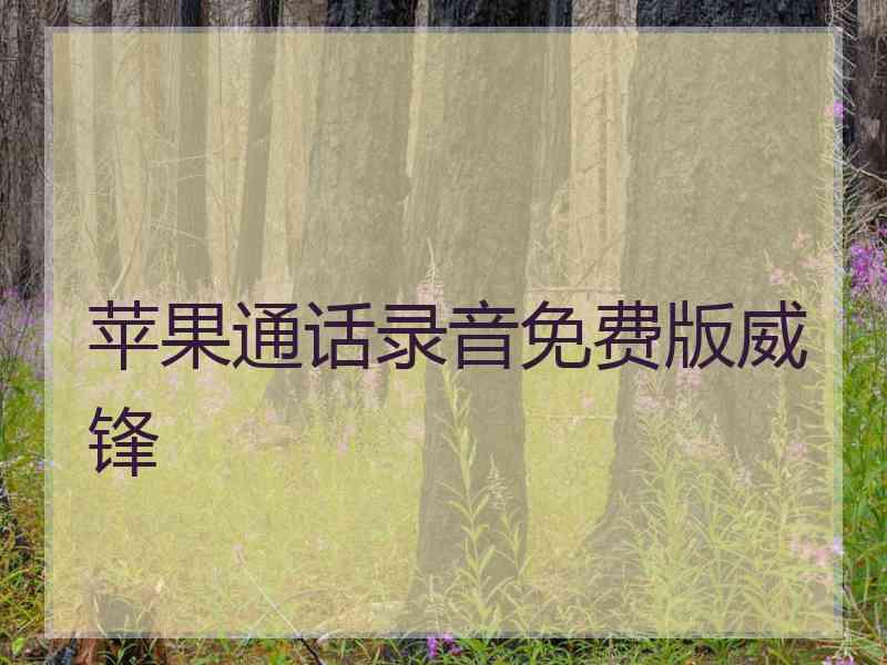 苹果通话录音免费版威锋