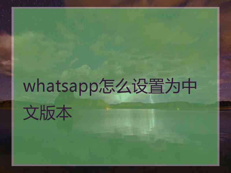 whatsapp怎么设置为中文版本