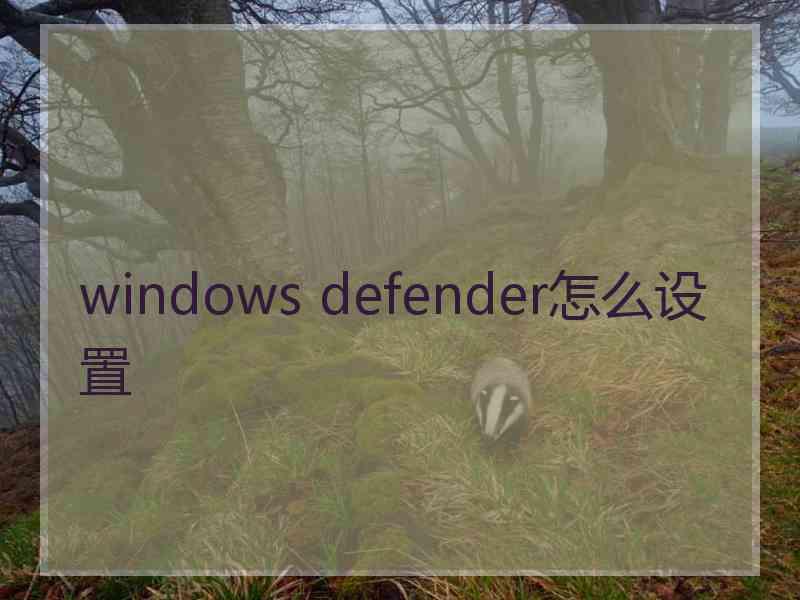 windows defender怎么设置