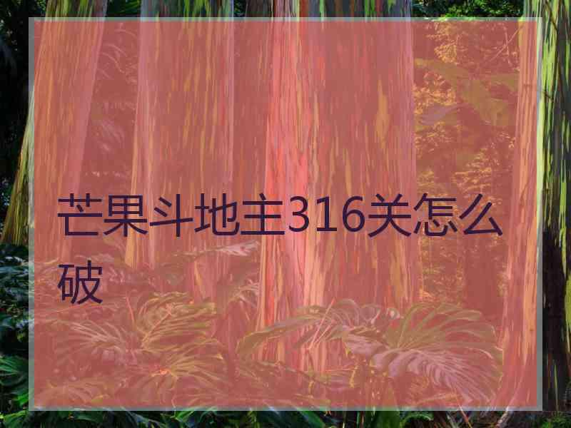 芒果斗地主316关怎么破