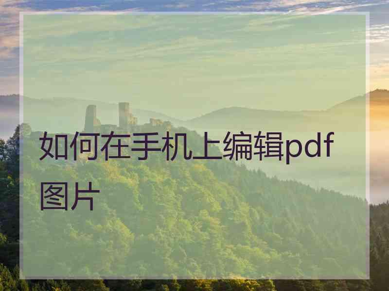 如何在手机上编辑pdf图片