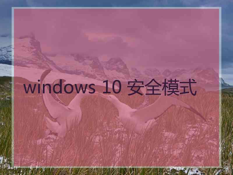 windows 10 安全模式