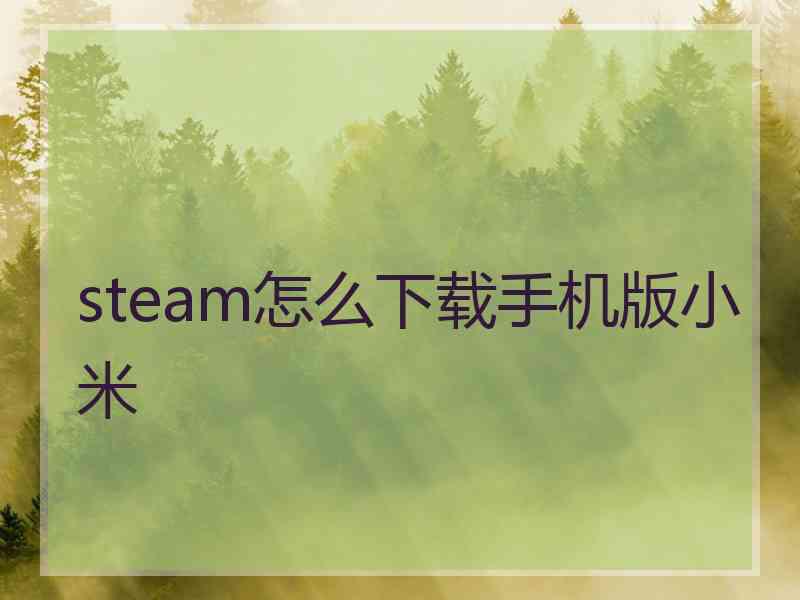 steam怎么下载手机版小米