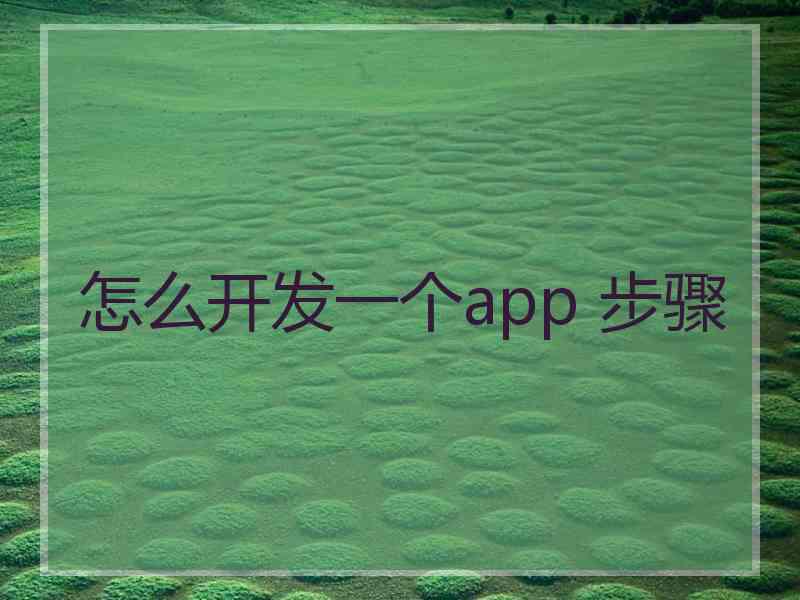 怎么开发一个app 步骤