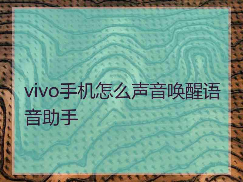 vivo手机怎么声音唤醒语音助手