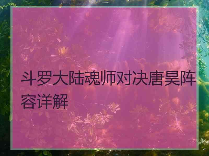 斗罗大陆魂师对决唐昊阵容详解