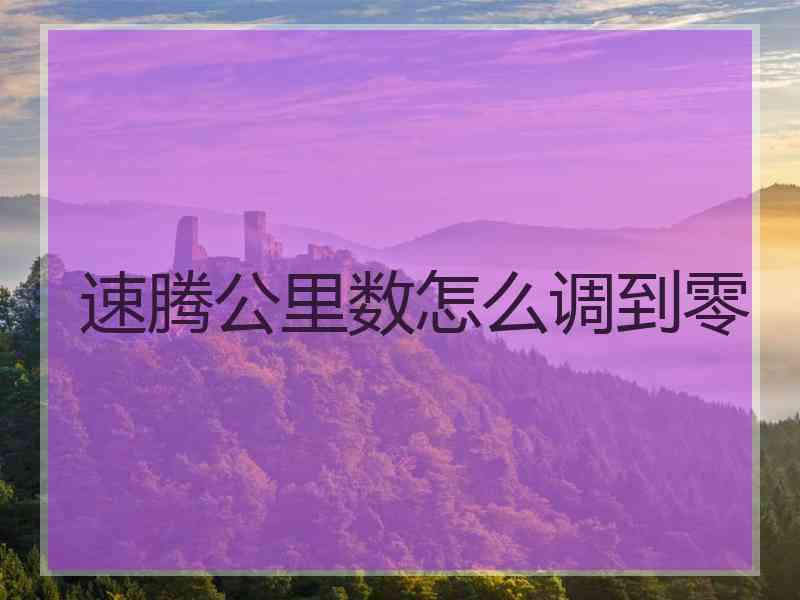 速腾公里数怎么调到零