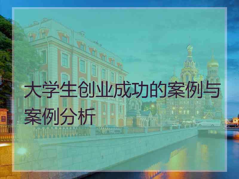 大学生创业成功的案例与案例分析