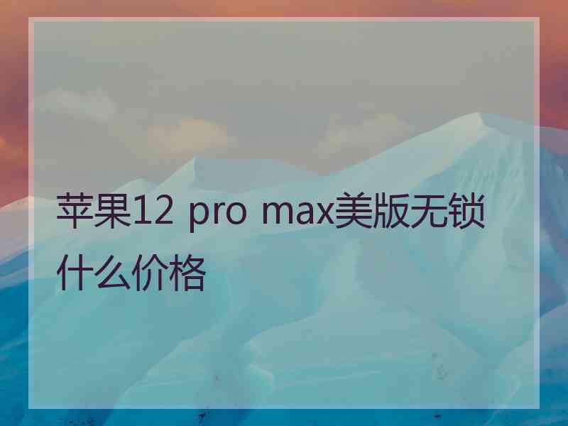 苹果12 pro max美版无锁什么价格