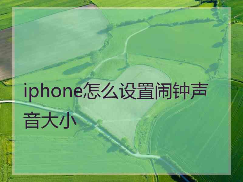 iphone怎么设置闹钟声音大小