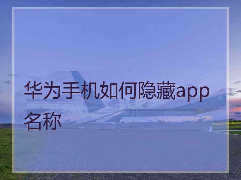 华为手机如何隐藏app名称