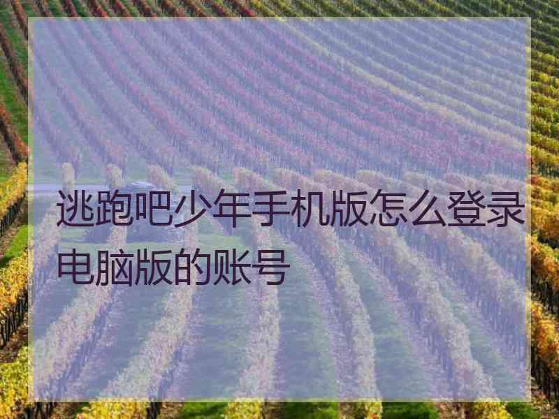 逃跑吧少年手机版怎么登录电脑版的账号