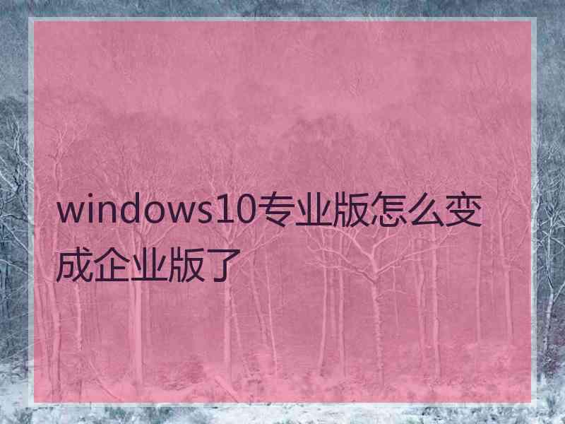 windows10专业版怎么变成企业版了