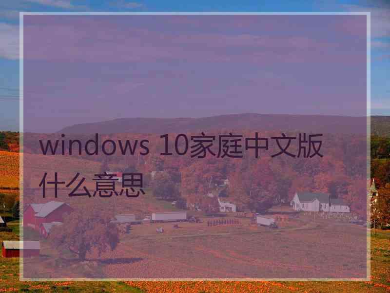 windows 10家庭中文版什么意思