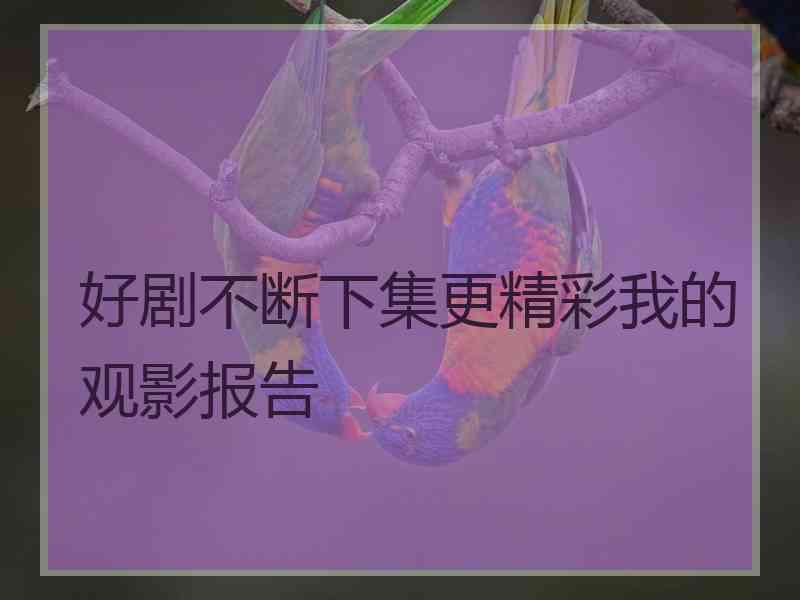 好剧不断下集更精彩我的观影报告