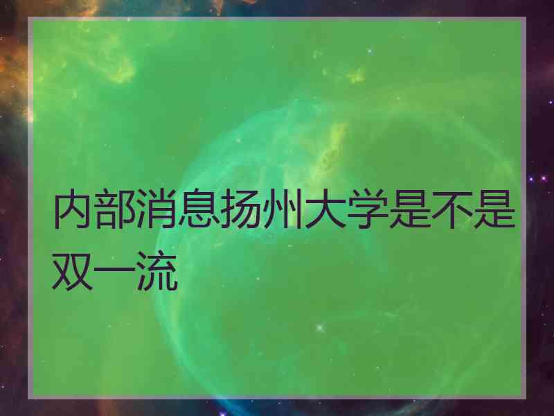 内部消息扬州大学是不是双一流