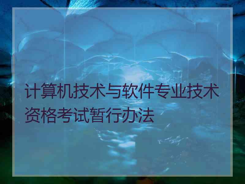 计算机技术与软件专业技术资格考试暂行办法