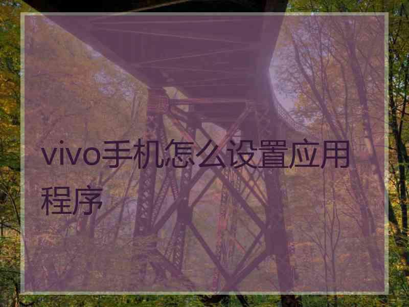 vivo手机怎么设置应用程序