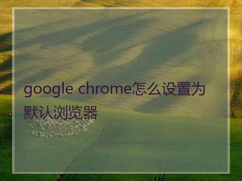 google chrome怎么设置为默认浏览器