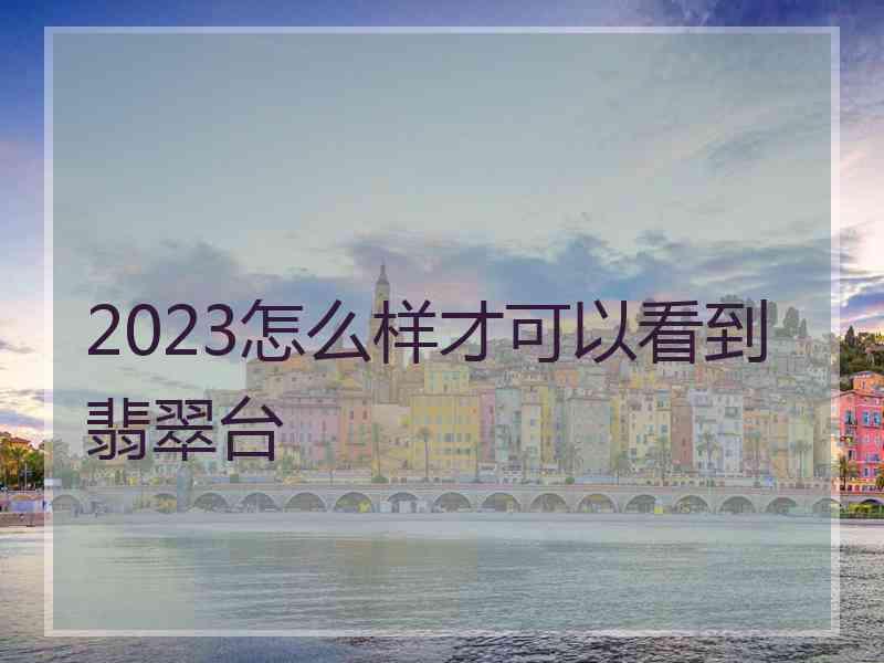 2023怎么样才可以看到翡翠台